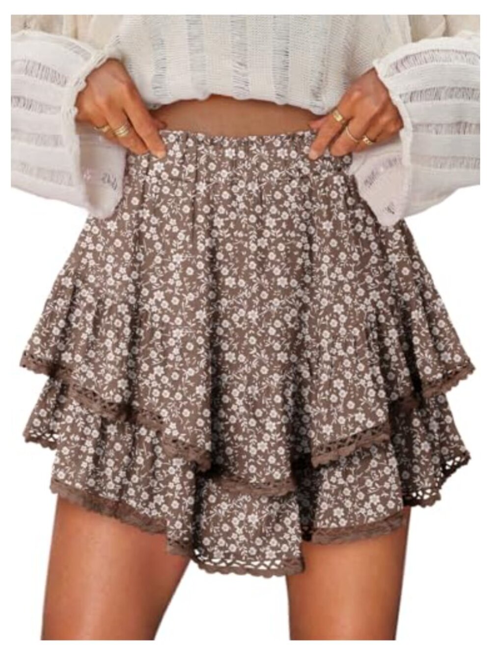 Flowy Ruffle Tiered Skort High Waisted Tennis Shorts for Women